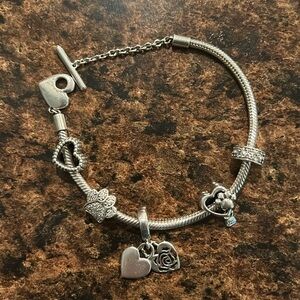 Pandora Silver Bracelet with Five Charms